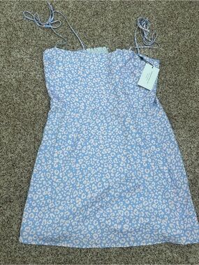 RESA Light Blue & Pink Leopard Print Spaghetti Strap Kids Dress